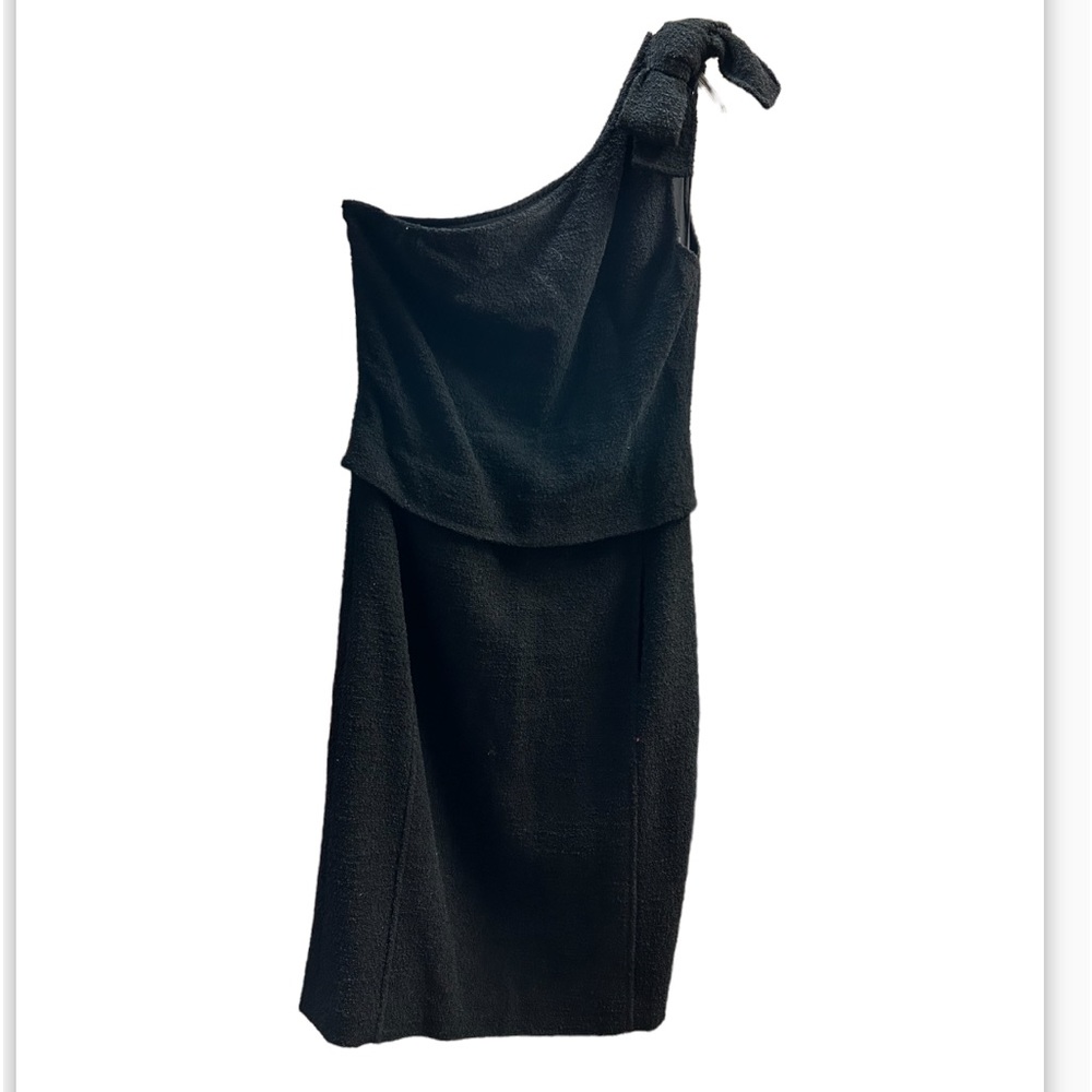 Oscar de la Renta One Shoulder Black dress with Bow and Pockets Size 6 - Picture 2 of 7